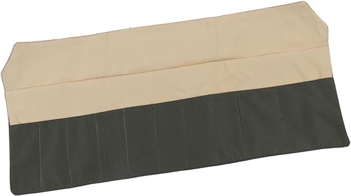Gereedschapstas met 10 vakken, robuuste canvas gereedschapsrolorganizer voor tuinaccessoires, opvouwbaar etui voor snoeischaar en handgereedschap, bruin