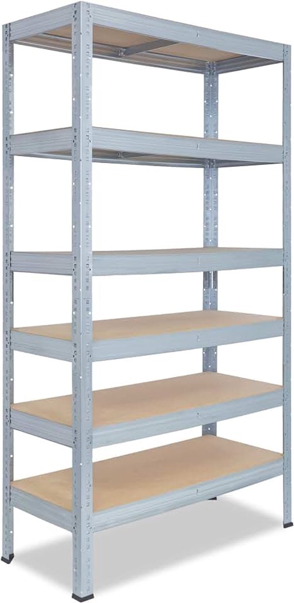 Shelfplaza Pro 230x50x60cm metalen stellingkast verzinkt: 6x166kg | stellingen Berging stelling Garagekast Metalen opslagstelling Opbergstelling Zware stelling Opslagrek Garage stelling