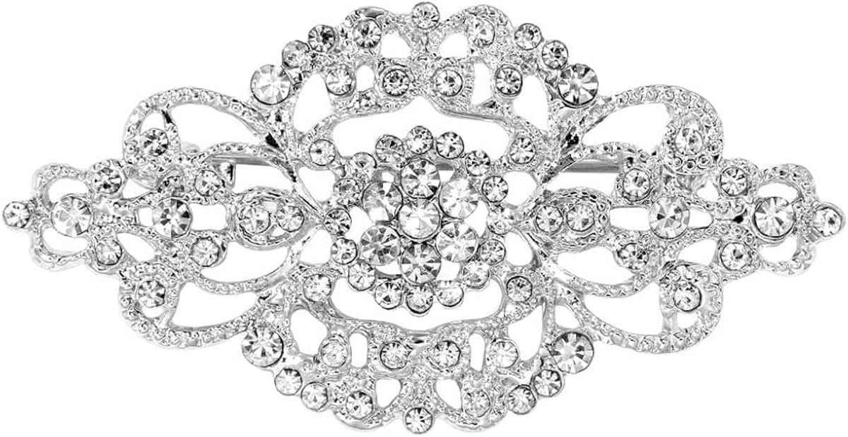 Prachtige vintage bruidskristal broche deco mode bloem ontwerp zinklegering corsage voor vrouwen speciale gelegenheden zilver