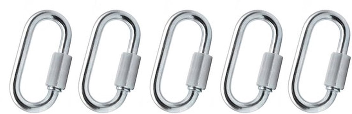 - Ketting-noodschakels - Snelsluitingen - Veilig en sterk - Verzinkt - Staal - Voor veiligheidstechniek - 5 stuks