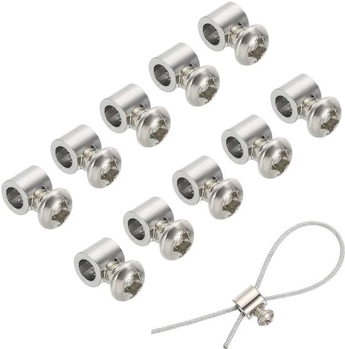 - Set van 10 Kabelclips - Metaal Klem - Voor Kabelverbinding - Enkele Gaten - Voor Bevestigen van Stalen Draad - Ideaal voor Kabelbeheer