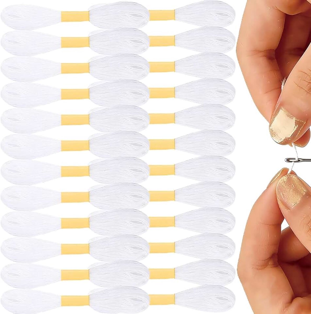 Set van 24 Witte Armbandsdraden voor Borduren, 6 Draadjes per Streng, 8.75m per Streng, Duurzaam en Kleurvast, Perfect voor Vriendschapsarmbanden en Borduurprojecten