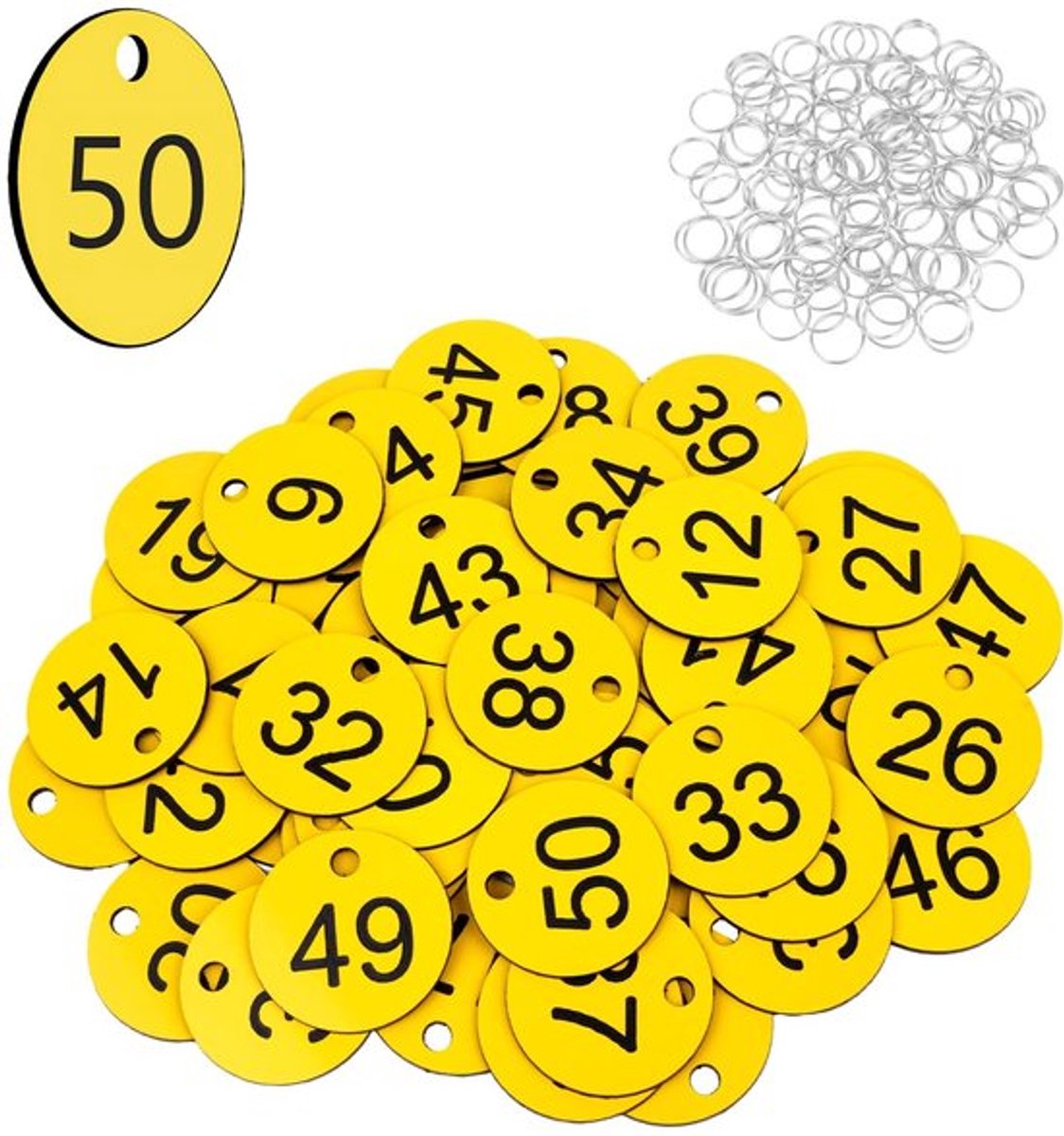 - Nummerlabels - Identificatie - 50 Stuks Gele Plastic Labels - Perfect voor Lockers en Organisatie - Handige Labeling - Zorgt voor Duideli...