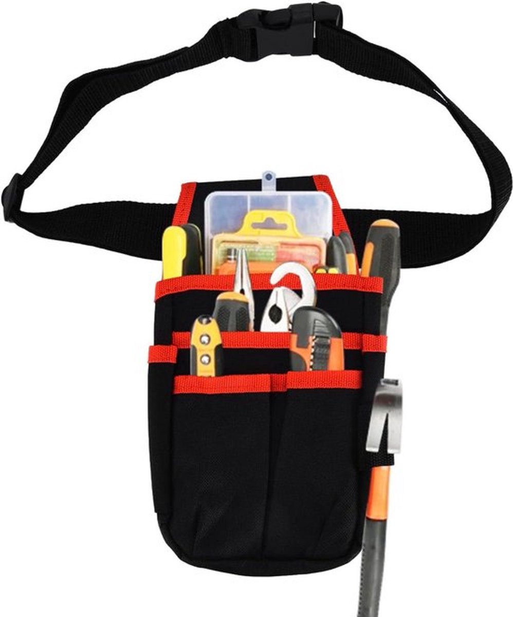 Gereedschaps-etui Organizer voor elektriciens en loodgieters - Doek - Tuinriemtas - Zware Opslagtas met hardware - Professioneel gebruik - Rood