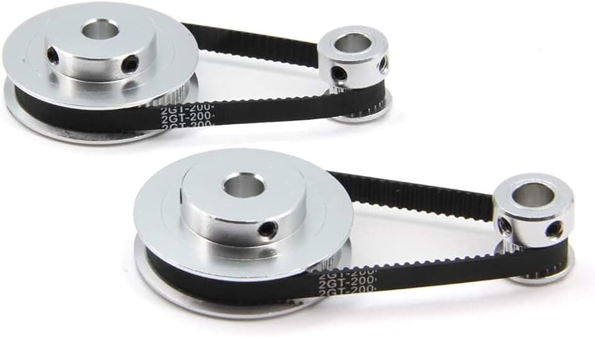 2Kit 2GT Synchrone Wiel 20 & 60 Tanden 8mm Boring Aluminium Timing Katrol met 2 stks Lengte 200mm Breedte 6mm Riem (20-60T-8B-6)