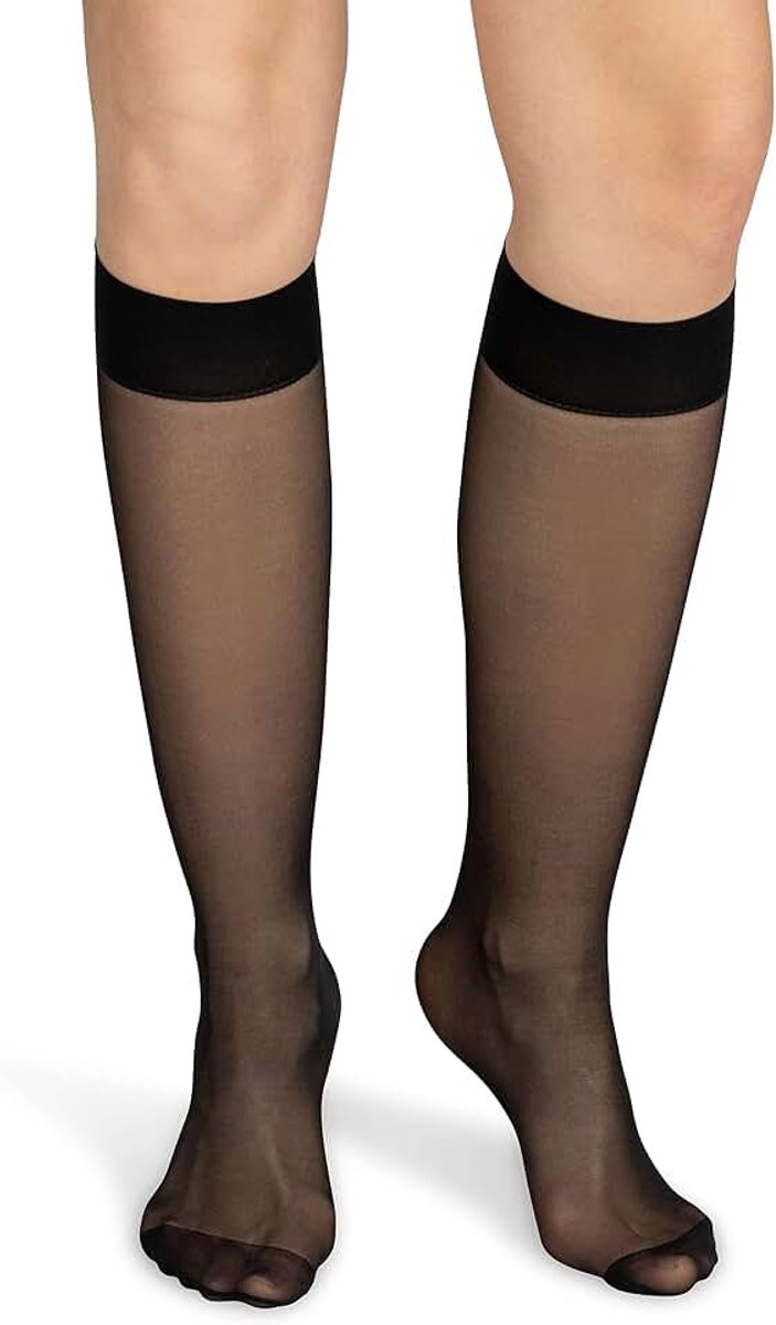 Kniekousen, eenkleurig, 20 DEN, drukvrij, mat, glad, met comfortabele top, eenheidsmaat, twee paar balsem