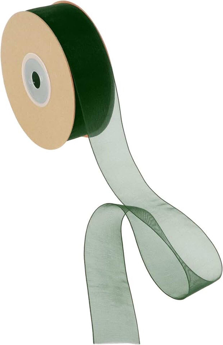 22,86 m x 2,5 cm nylon lint, cadeaulint, breed bruiloftsdecoratielint diepgroen