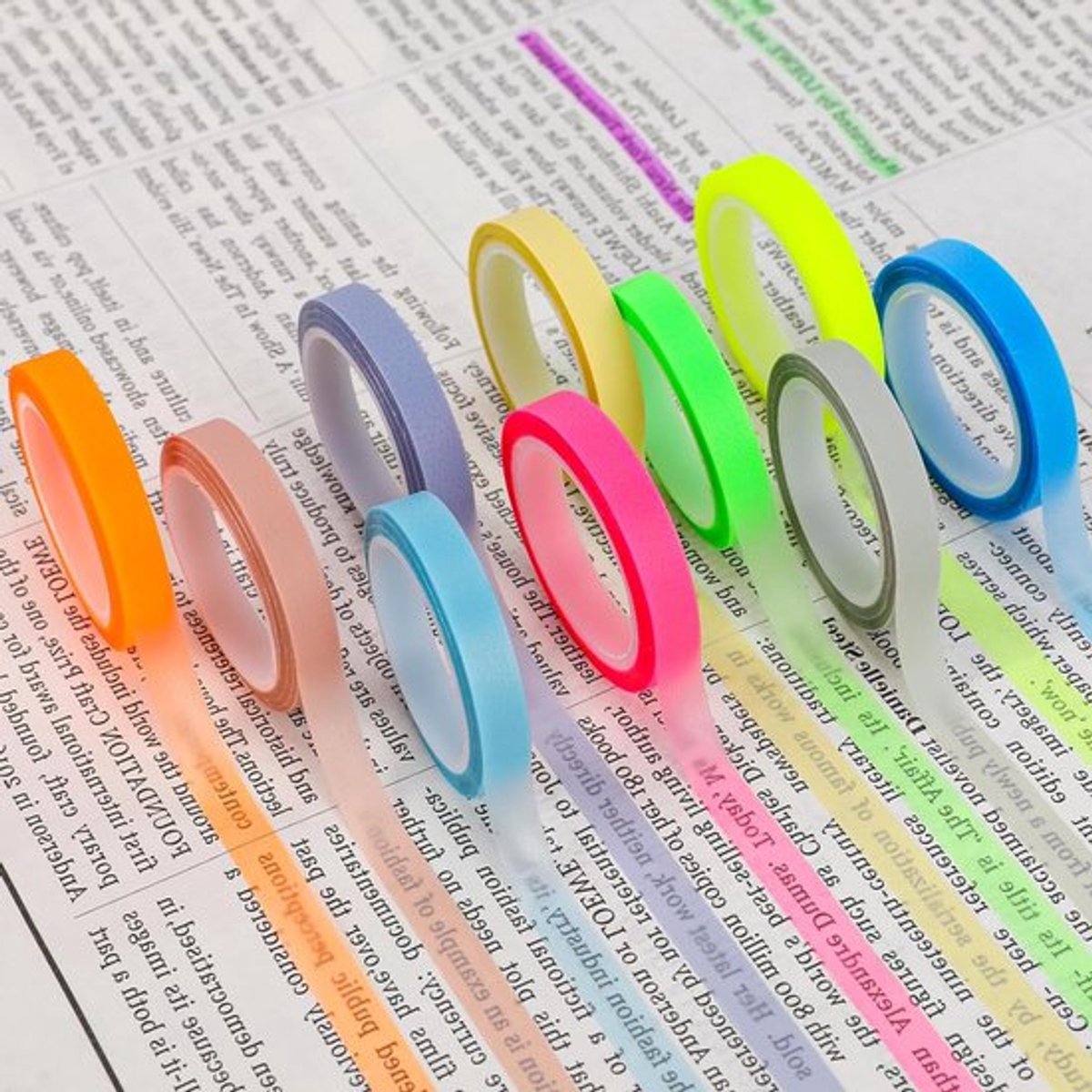 Highlight-strips Voor Scholieren en Leraren - Gekleurd Plakband - Verwijderbaar - Fluorescerend
