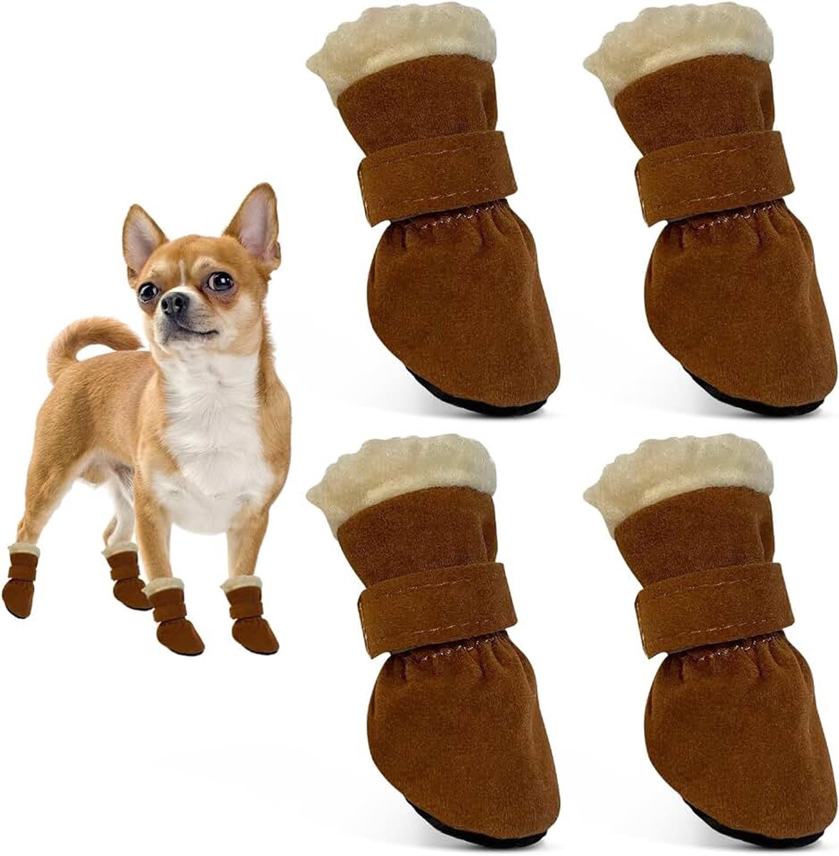 Schoenen, beschermende laarzen voor honden, antislip, geschikt voor kleine en middelgrote honden voor outdooractiviteiten in de winter (bruin, XL)