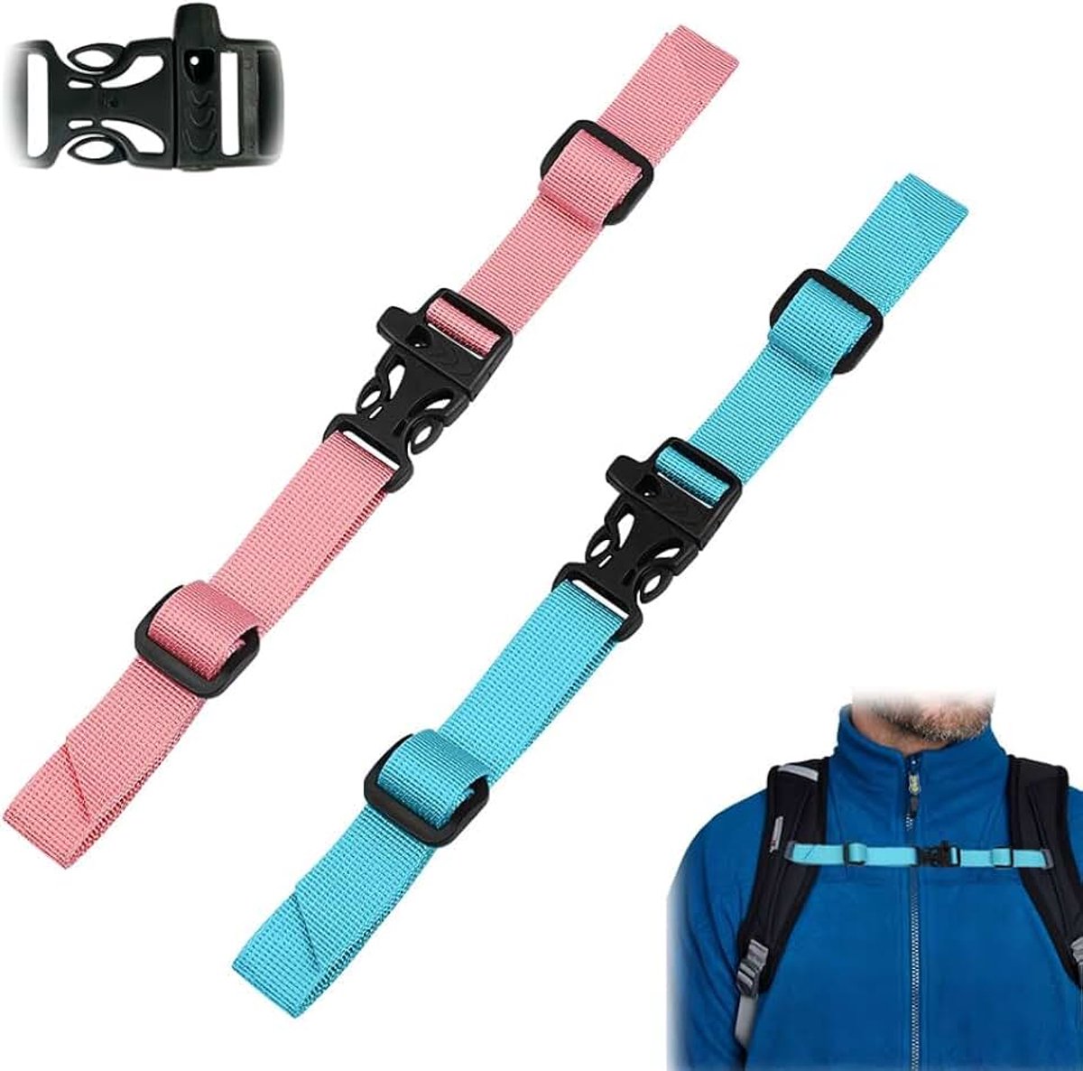 Rugzak met verstelbare borstband, 2 stuks borstband voor schooltas, rugzakriem voor kinderen, antislip, snelsluiting, rugzakriem voor schoolrugzak, outdoor, reizen