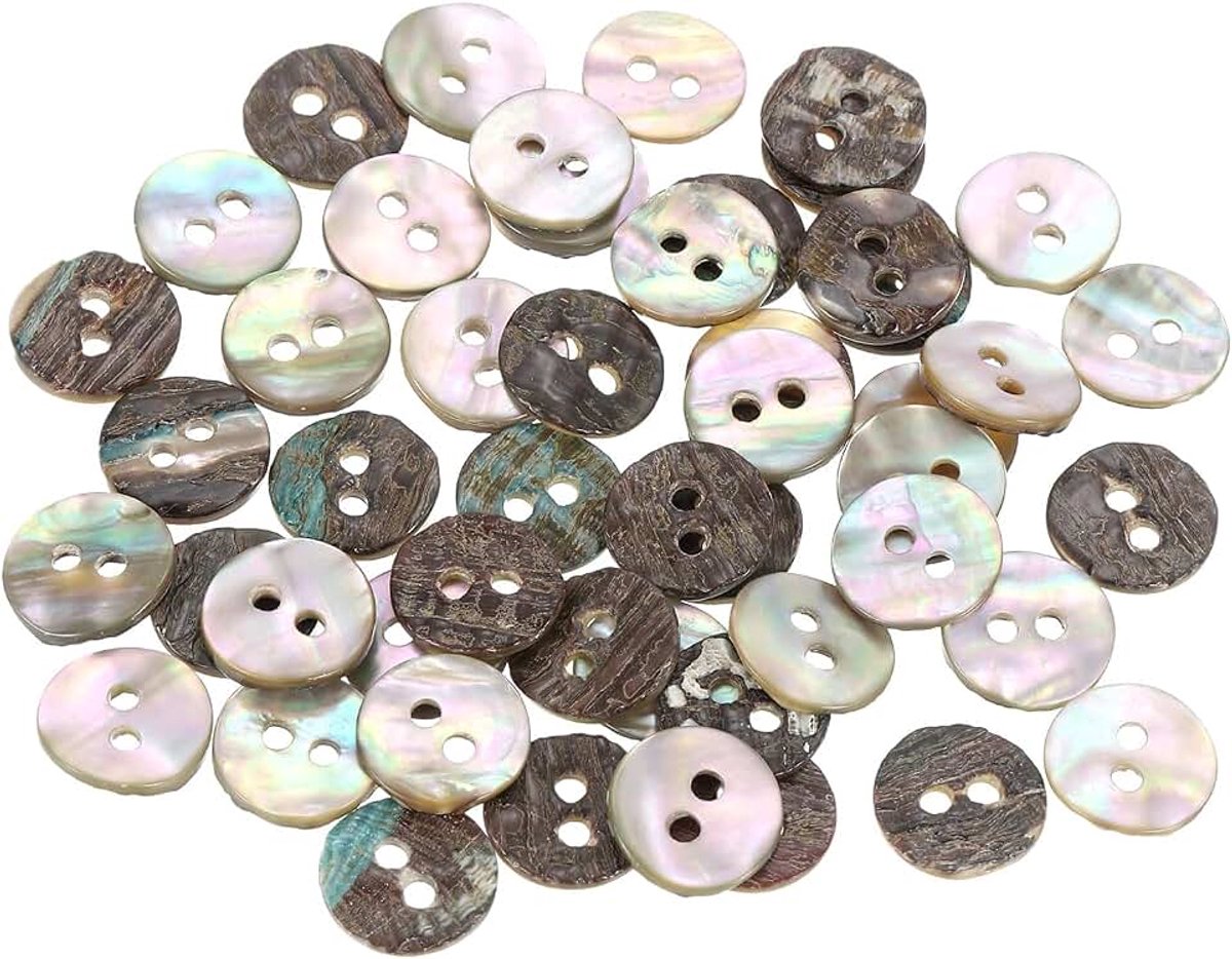 Knopen van parelmoer, knopen met 2 gaten van parelmoer 11,5 mm voor het naaien van shirt DIY handwerk decoratie, meerkleurig