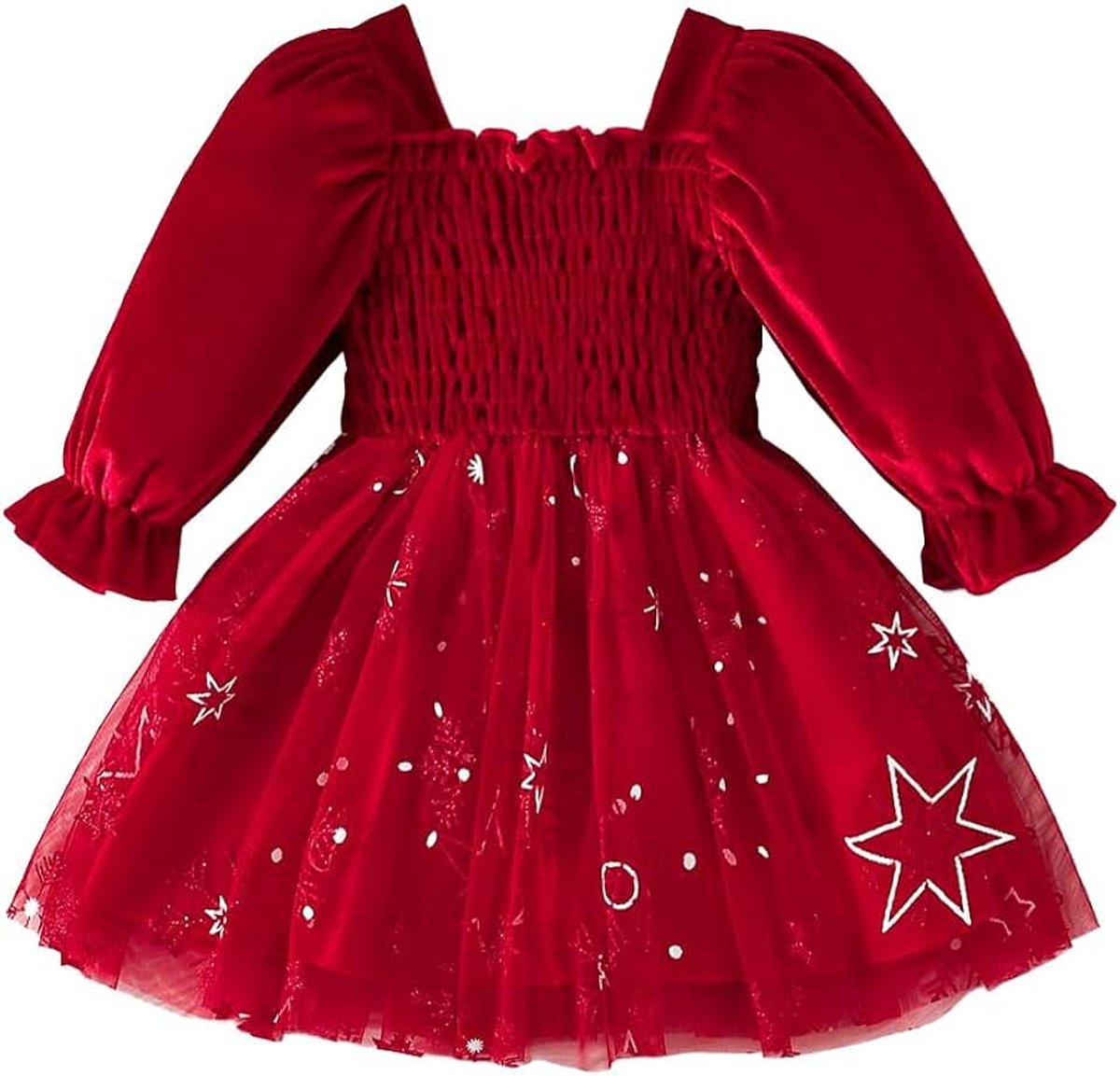 Baby Kerstmis kanten rok kinderen lange mouwen fluwelen tutu kerstjurk prinses bruidsjurken