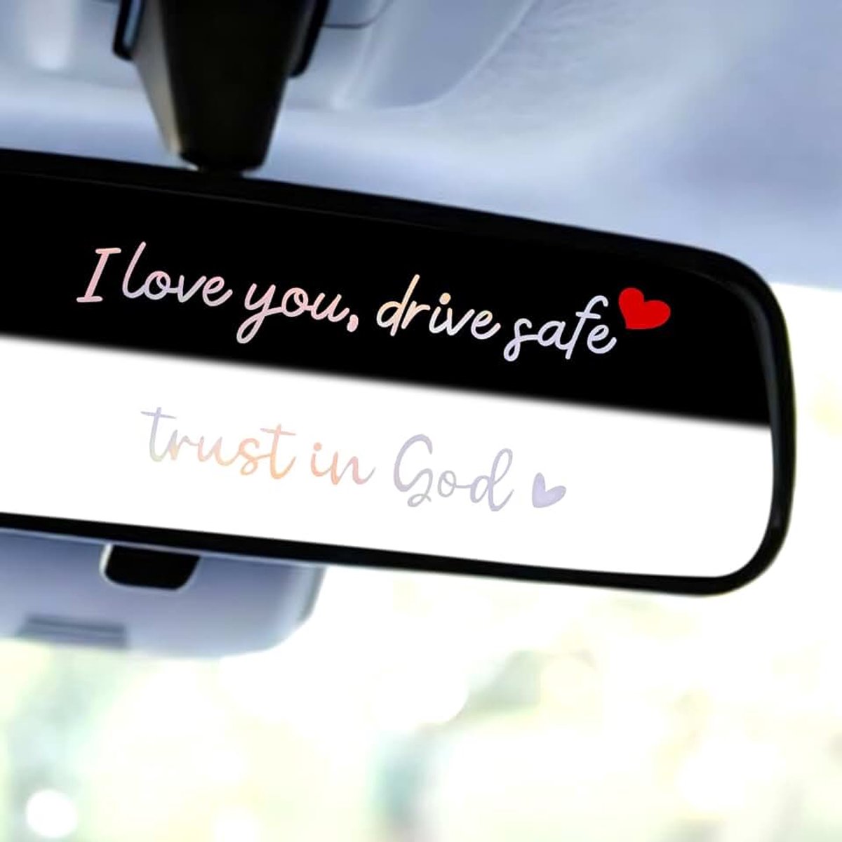 5 Stuks I Love You Drive Safe Trust In God Spiegelsticker, Grappig Drive Safe Spiegelsticker Christelijke Autostickers Vinyl Achteruitkijkspiegelsticker voor Mannen en Vrouwen (Kleurrijk)