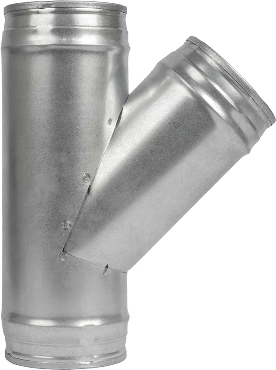15 cm kanaalsplitter voor afzuigventilator droger ontluchtingsslang 3-weg kanaalslangconnector, T-vorm, T-gewricht metaal (15 cm, Y 45 graden)