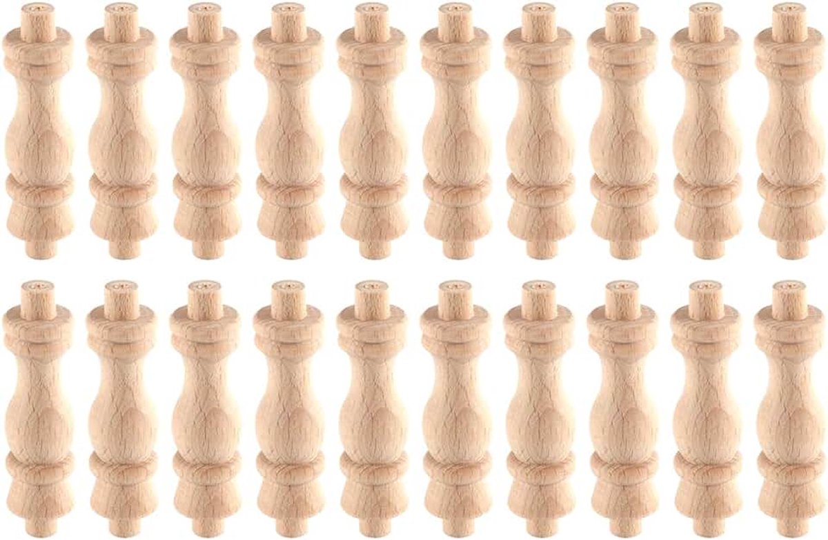 20-pack houten balusterspindels - 6,5 cm diameter, onbehandeld natuurlijk hout, veelzijdig voor doe-het-zelf-knutselwerkjes, meubelbewerking en woningdecoratie