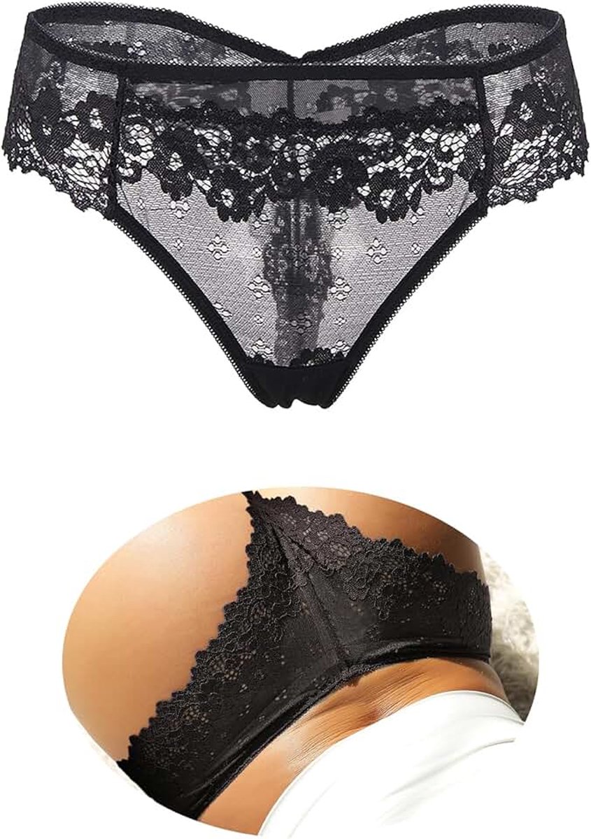 Ohmydear Sexy tanga, tanga, dames, chique, kant, slip, grote maten, kruis, katoen, lage taille, transparant, lingerie, outfit, warm ondergoed