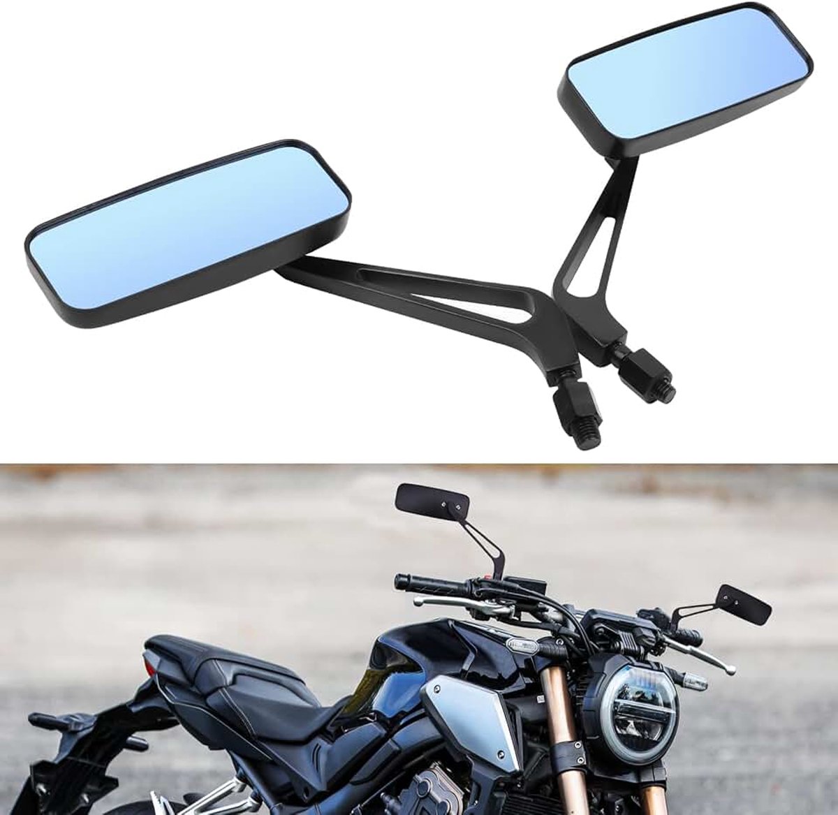 Rechthoekige achteruitkijkspiegel voor cruiser scooter chopper Touring Bobber