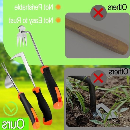 3 Stuks Voegkrabber en Onkruidsteker van Roestvrij Staal voor Tuinwerk, Handonkruidsteker en Tuingereedschap voor Effectieve Onkruidverwijdering — afbeelding 2