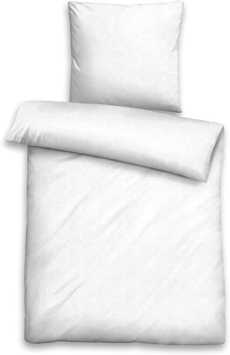 Biberna 0676066 Beddengoed kussensloop GOTS Jacqaurd-satijn 1x 40x80 cm wit