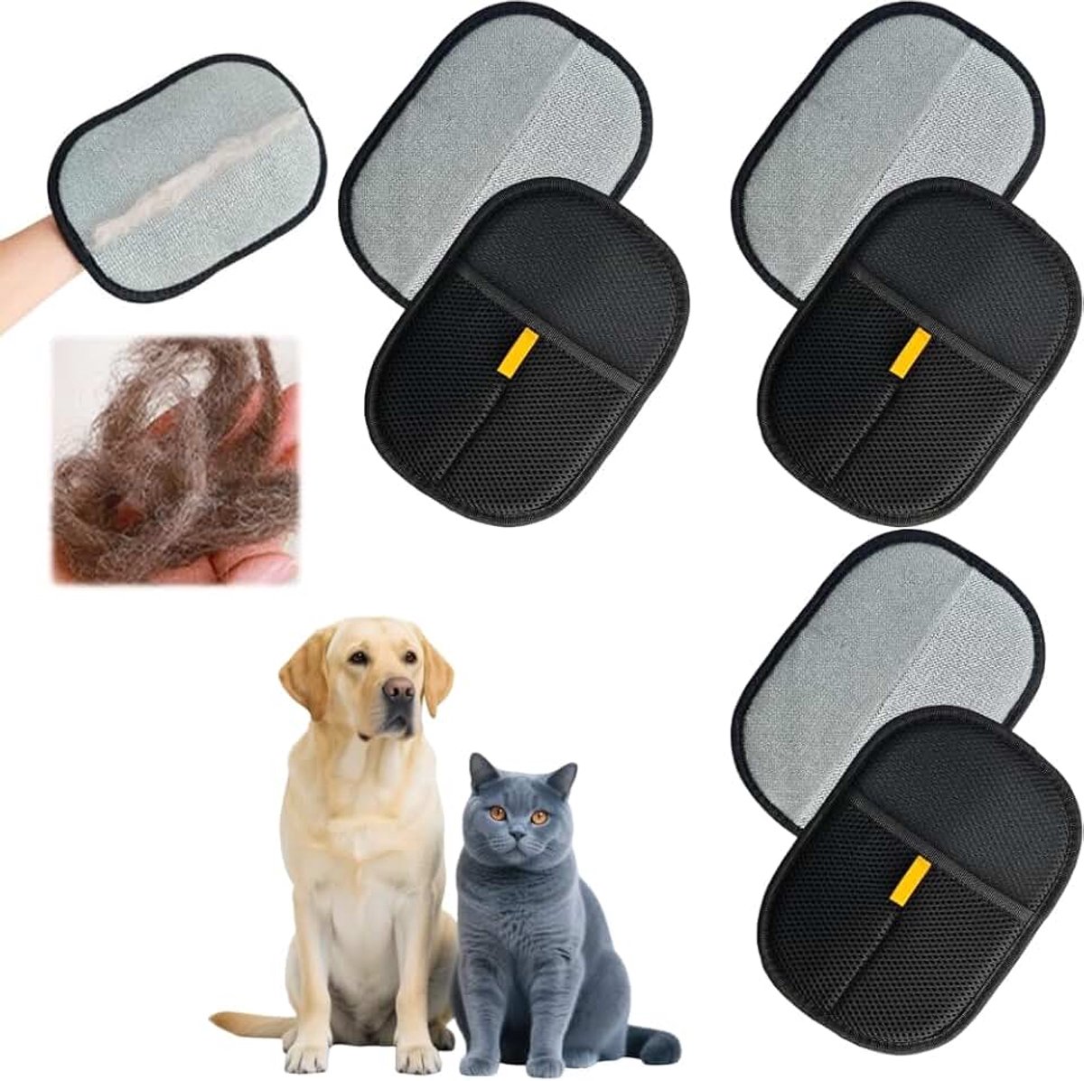 Handschoenen, 3 stuks dubbelzijdige huisdier verzorging handschoenen, herbruikbare kat en hond ontharing, voor huisdieren tapijt bed bank lakens kleding, statische