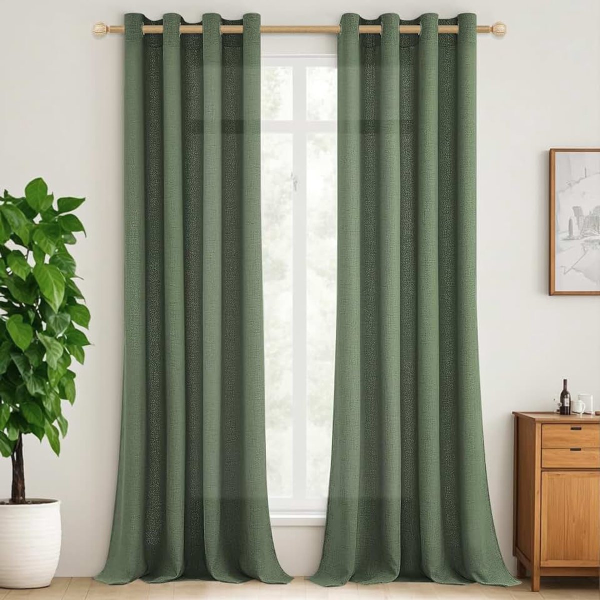 Doorschijnende gordijnen voor woonkamer, 2 stuks, moderne gordijnen, linnen, tweekleurig, semi-ondoorzichtig, met oogjes, rustieke gordijnen voor slaapkamer, tienerkamer, 140 x 245 cm,