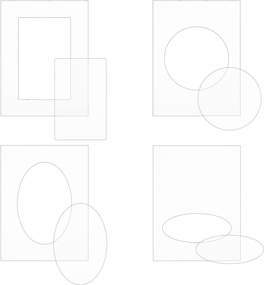 4 Stks 15,2x11,4 cm Rechthoek Frame Plastic Embossing Folders, Clear Acryl Embossing Diffuser Set voor Kaarten Maken Scrapbooking en Andere Papier Ambachten, 2.85mm Dikke