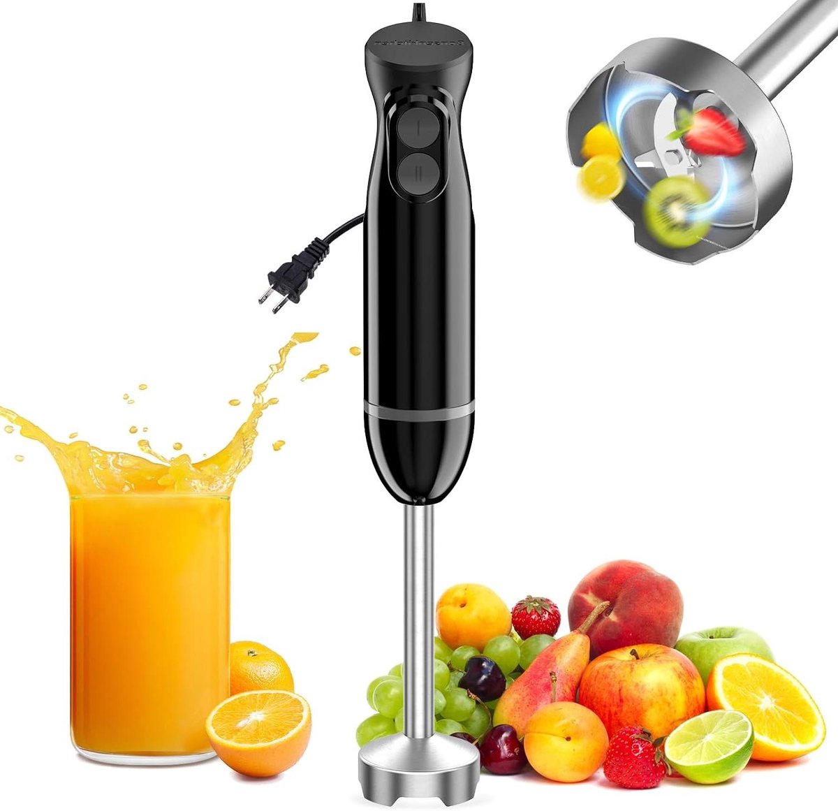 Staafmixer Elektrisch - Keukenmixer Handig - Eten Bereiden - Krachtige 300 Watt - 700 Milliliter - Zilver
