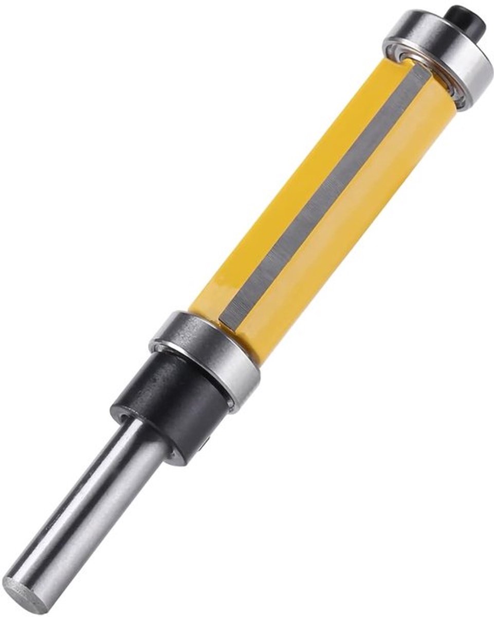 Houtbewerkingsfreesset met boven- en onderlagers, vlakke frees met 1/4 inch schacht voor precisiefrezen en houtbewerking