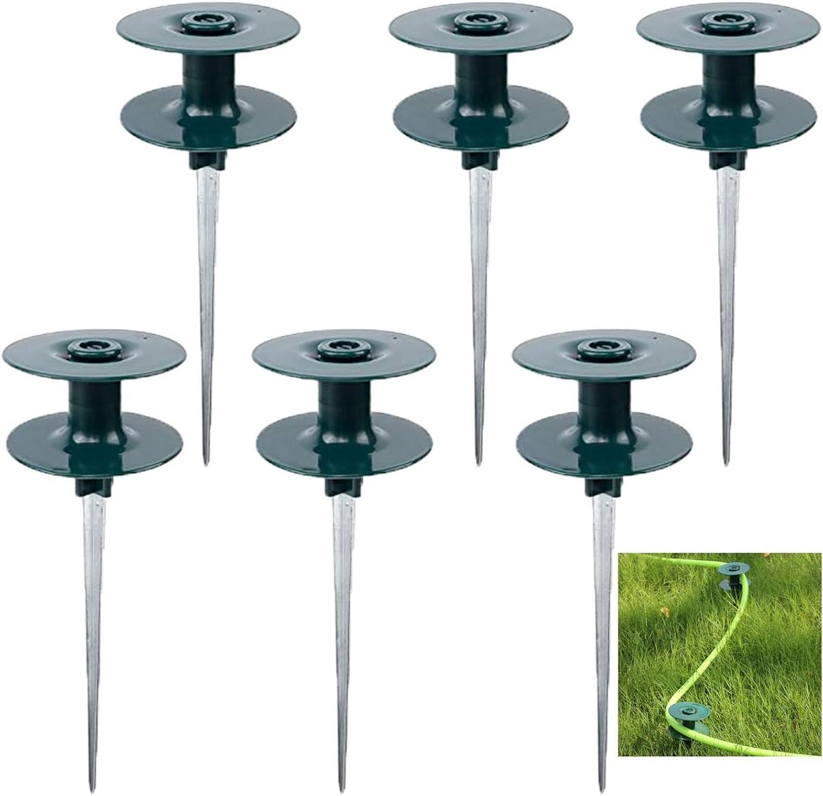 Slangbeschermers Set - Tuinslang Gids - Planten Beschermen - Draaibare Spike - 6 Stuks 25cm - Groen