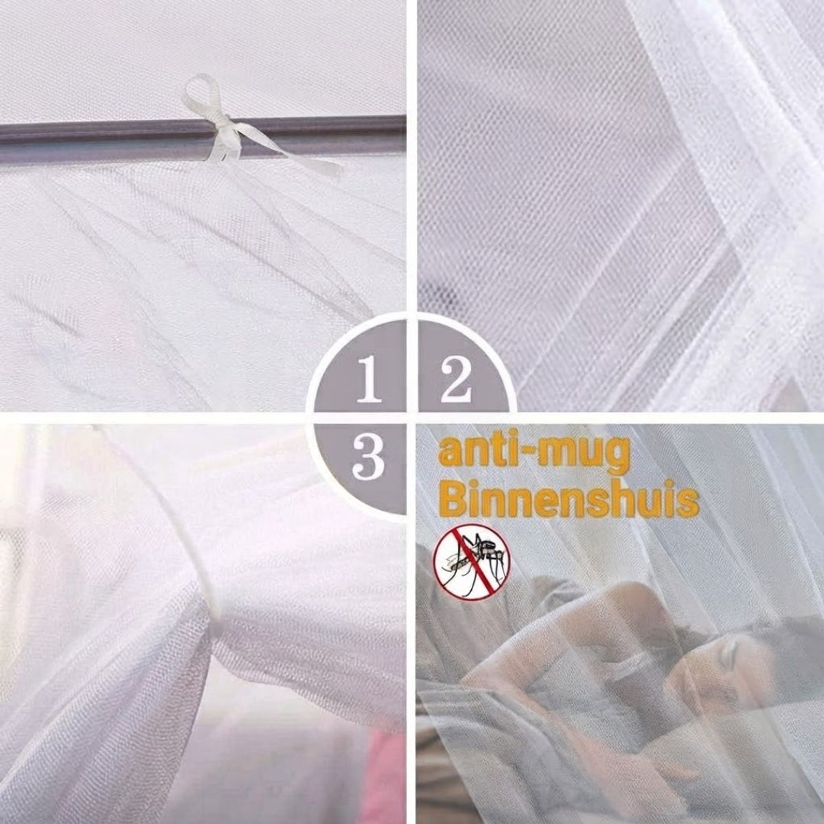 JCP® Klamboe - Klamboe Tent - Muggennet - Wit - 200cm x 220cm x 200cm