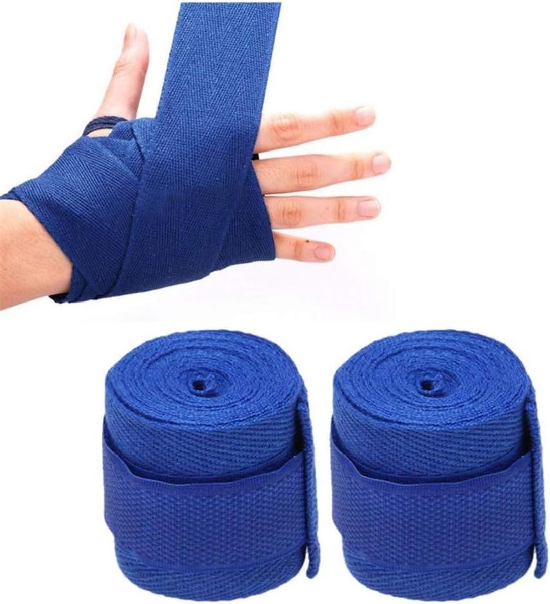 Bokshandschoenen Set - Boksen Wraps Bandages - Vechtsport Training - Ademende Palm - Freesize - Blauw