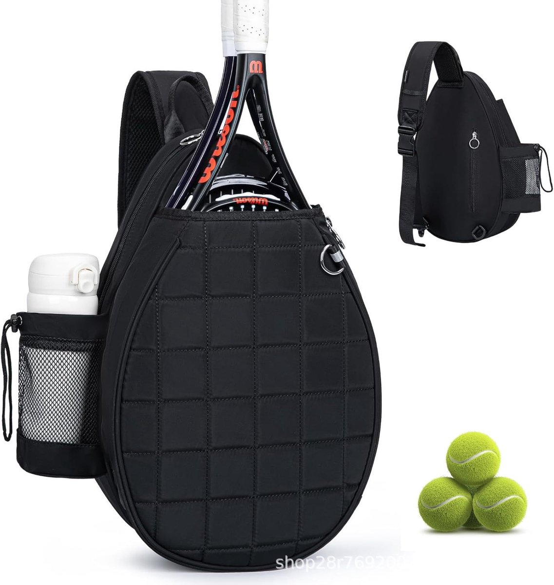 Geweo Tennistas - Tennistas Rugzak voor 2 Rackets - Multifunctionele Sporttas - Geschikt voor Tennis, Badminton & Pickleball - 29x12x45cm– Zwart