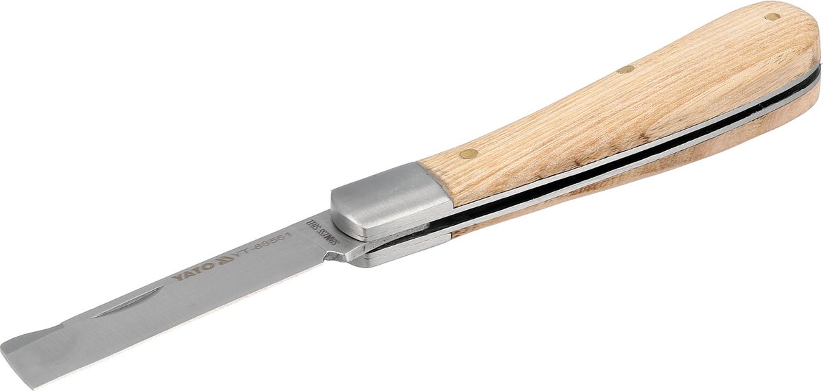 YATO Professioneel Okuleermes / Entmes YT-88561 – 169 mm – Inklapbaar Zakmes met Houten Handvat – Voor Okuleren, Enten & Boomverzorging