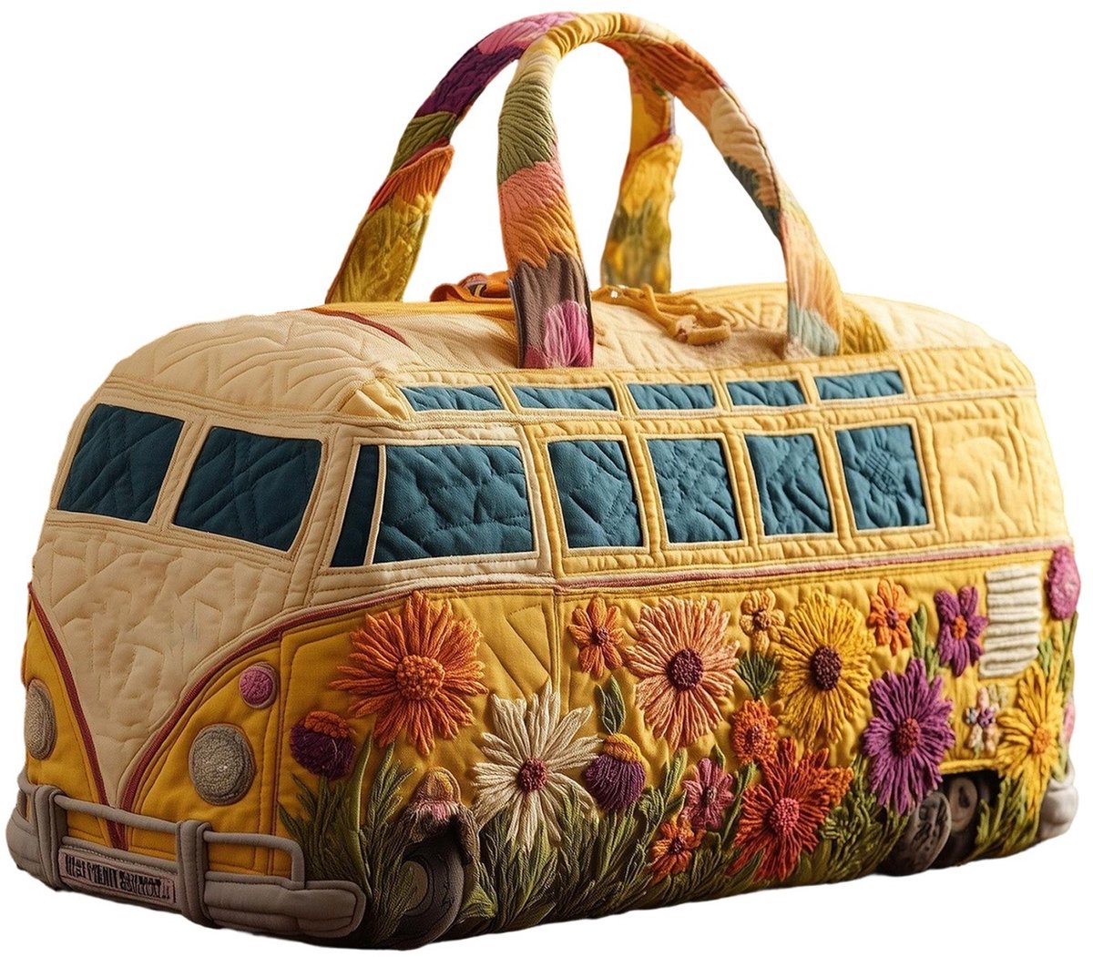 Textielen tas, retro bloemenprint in 3D-stijl, boho-stijl voor reizen en sport, meerkleurig, groot (18 x 9 x 9 inch)，30 modellen