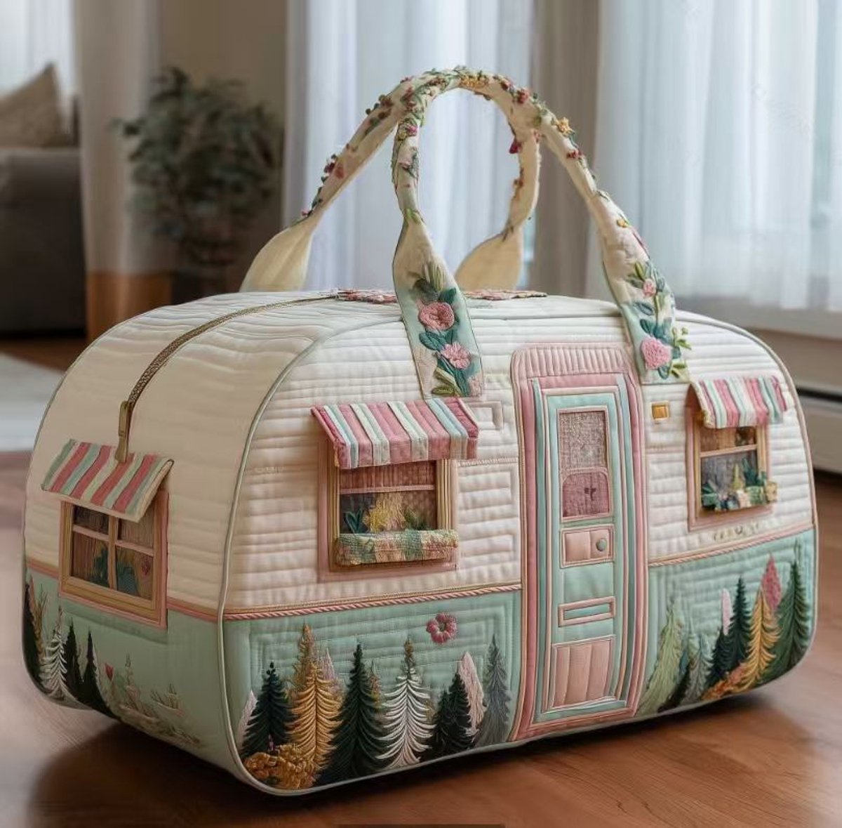 Textielen tas, retro bloemenprint in 3D-stijl, boho-stijl voor reizen en sport, meerkleurig, groot (18 x 9 x 9 inch)，155 modellen