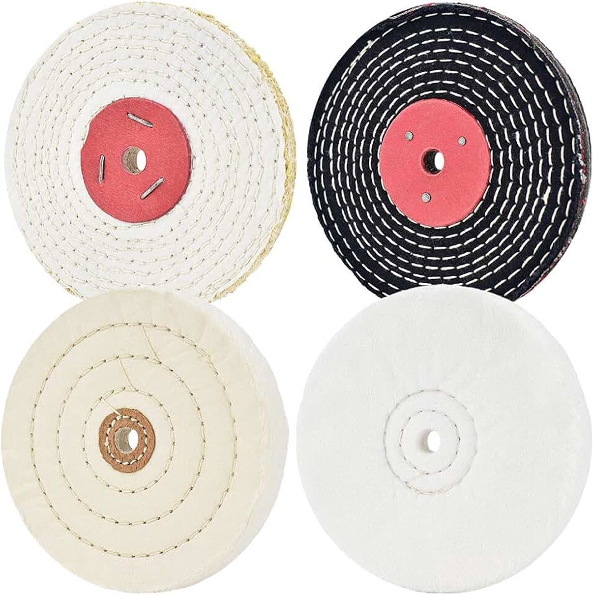 150 mm polijstschijf voor schuurmachines met 12,7 mm boorhoudergat (zacht en fijn) en 12,7 mm (medium en grof) 4 stuks