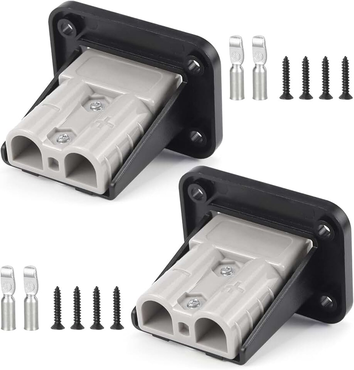 2 stuks 50 A inbouwstopcontact, oplaadaansluiting, batterijconnector met montageplaat, compatibel met Anderson SB50, inbouwmontage, voor caravan, vrachtwagen, vorkheftruck