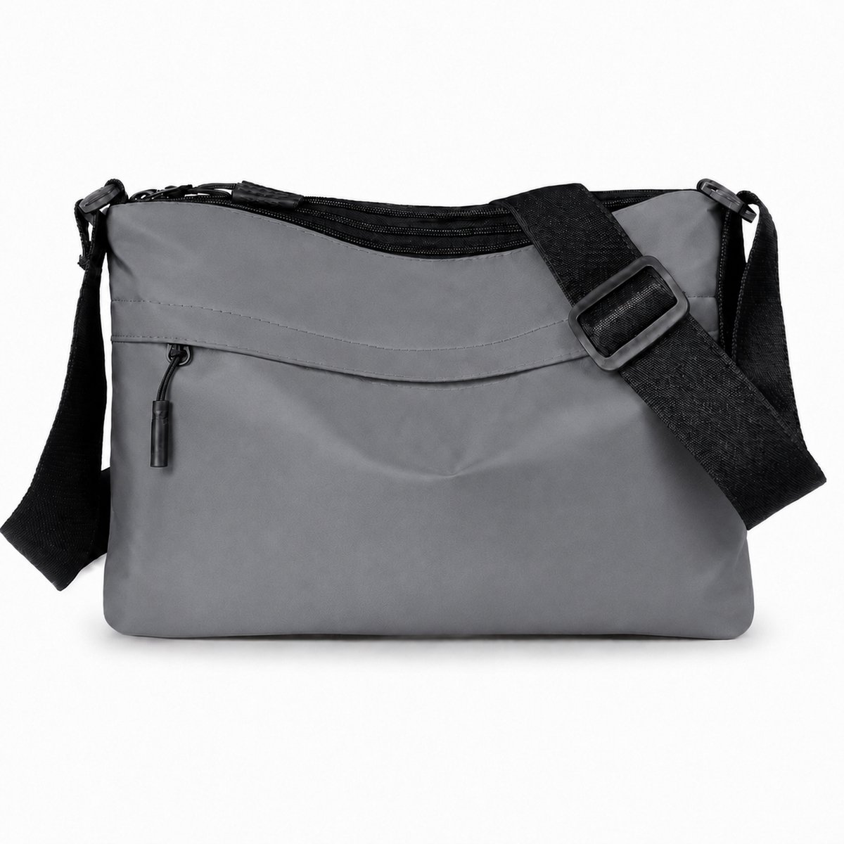VHV - Schoudertas Crossbody Tas - Lichtgewicht Waterafstotend met Meerdere Ritsvakken en Verstelbare Schouderband - Voor Werk, Reizen, School en Dagelijks Gebruik - Grijs