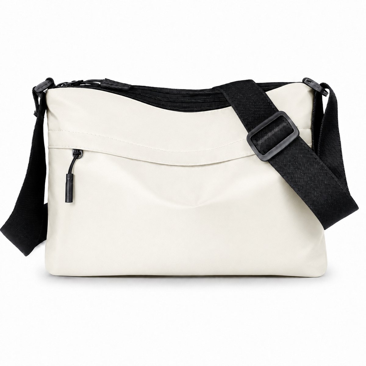VHV - Schoudertas Crossbody Tas - Lichtgewicht Waterafstotend met Meerdere Ritsvakken en Verstelbare Schouderband - Voor Werk, Reizen, School en Dagelijks Gebruik - Wit