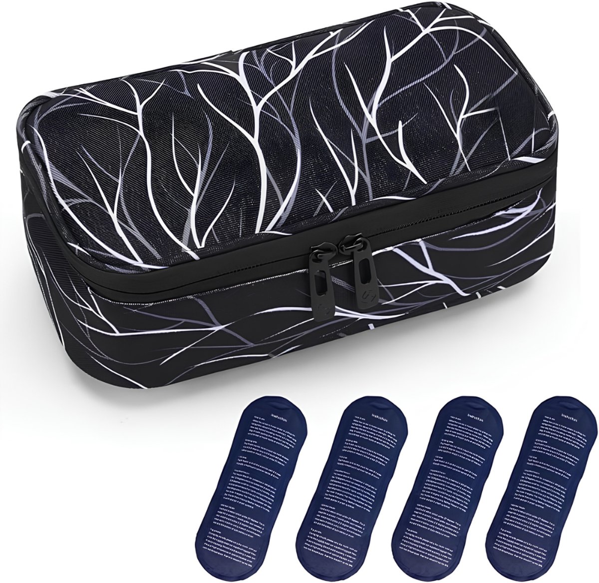 VALI® Insuline Koeltas - Insulinezakje voor Diabetesinjecties - Koeltas - Zwart/Wit - 23cm x 12cm x 8cm