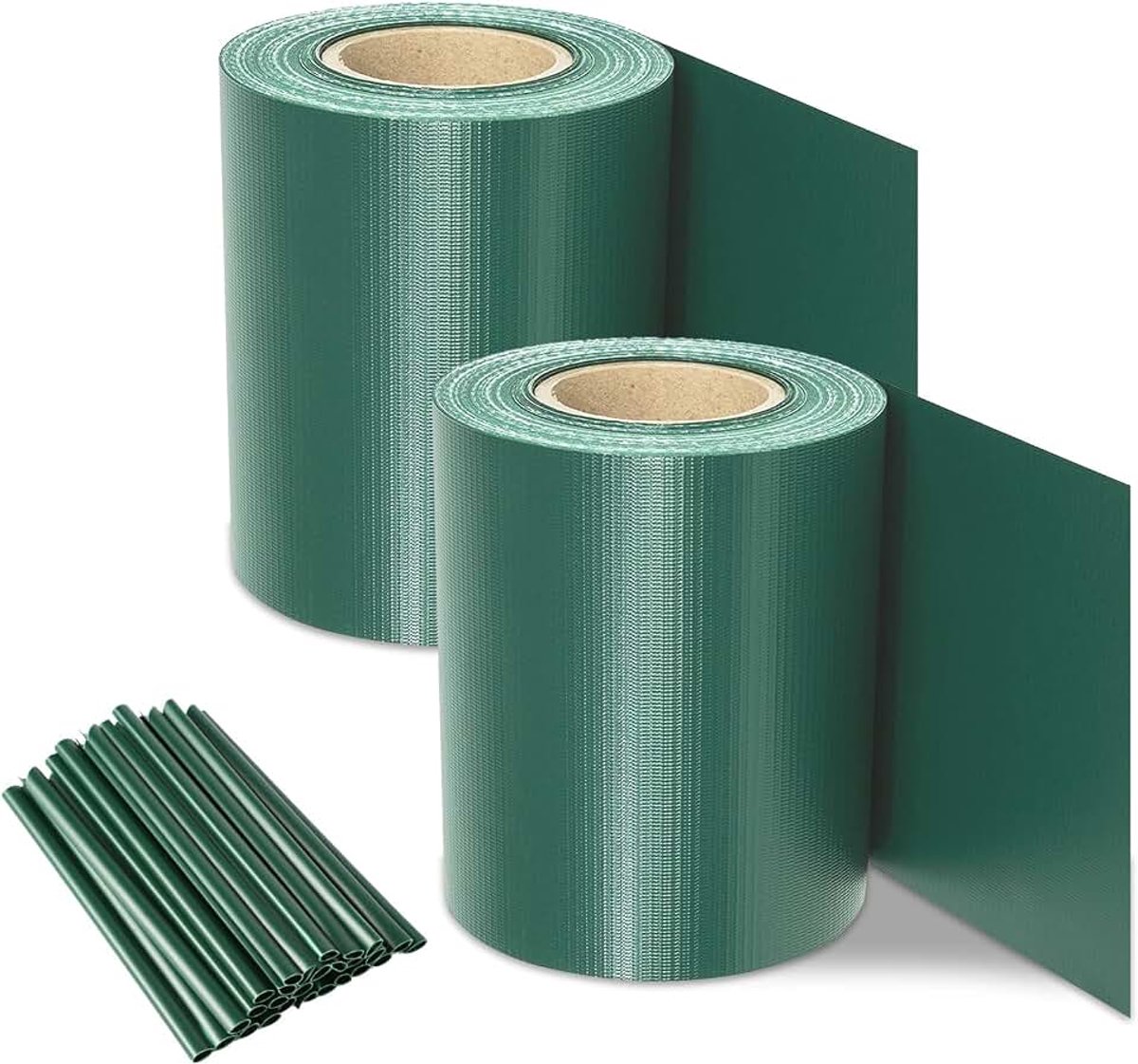 Stroken voor dubbelstaafmatten, PVC zichtwerende folie, inkijkbescherming, tuin, 100 meter met 80 clips, inkijkbescherming, weerbestendig, ondoorzichtig, 450 g/m², groen