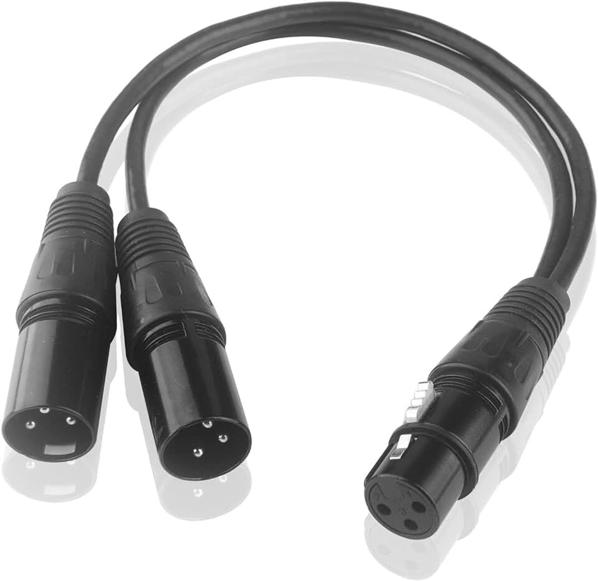 Y Splitter Kabel 30 cm, Bus Naar Dual Stekker Patchkabel Voor Microfoon Platmixer AMP Limiter Speaker, Zwart
