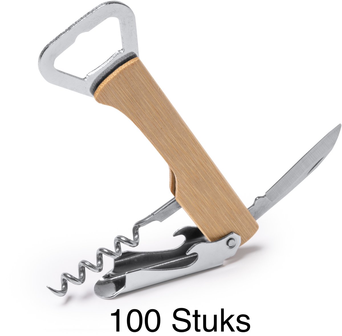 100 pack voordeel pakket Luxe Opener met roestvrijstalen kurkentrekker SAIPAN 1234
