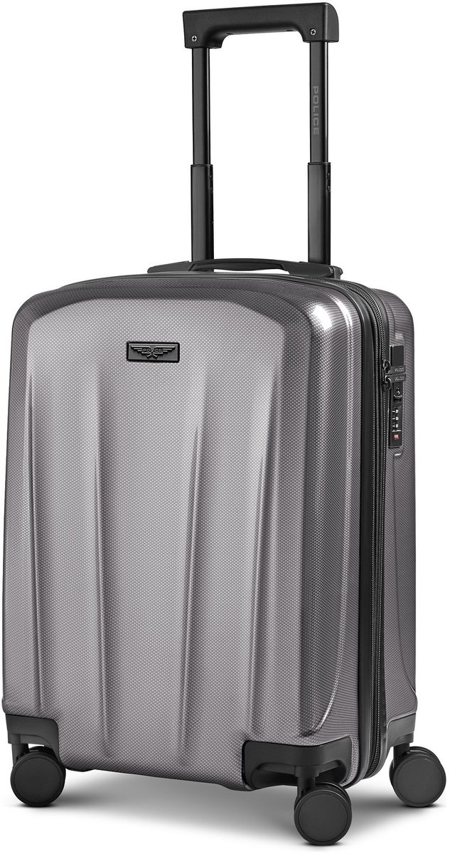Police New York 4 wielen Cabinewagen S 54 cm met uitbreidingsplooi - Harde bagage - TSA slot - silver grey