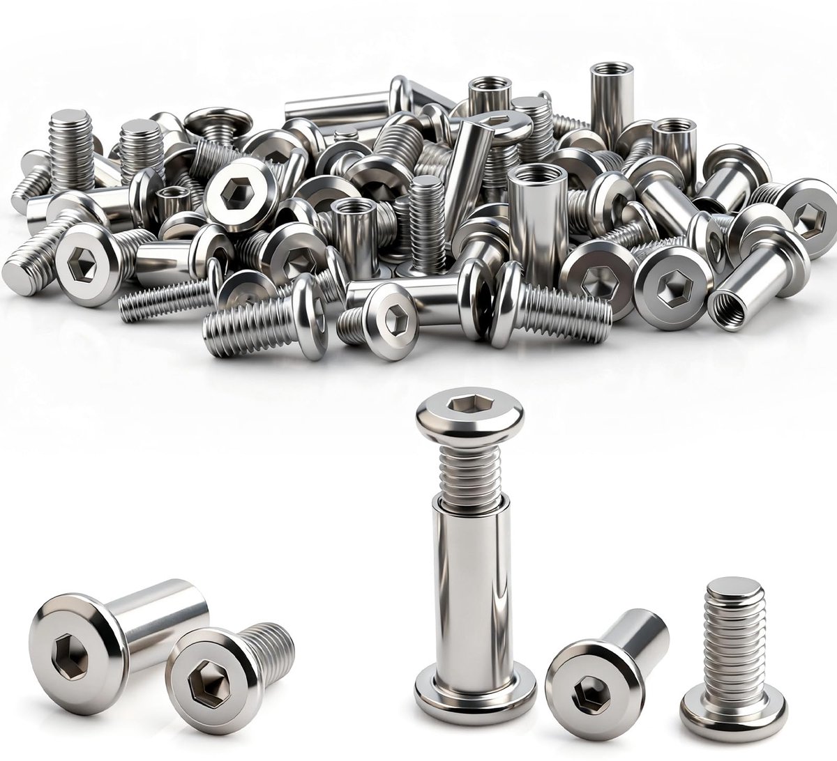 50 stuks hulsschroeven M4x20mm (25 hulsmoeren en 25 hulsbouten) msymsyu roestvrij staal A2 V2A kastverbinder M4 voor meubels, houtbekledingen, garderobes