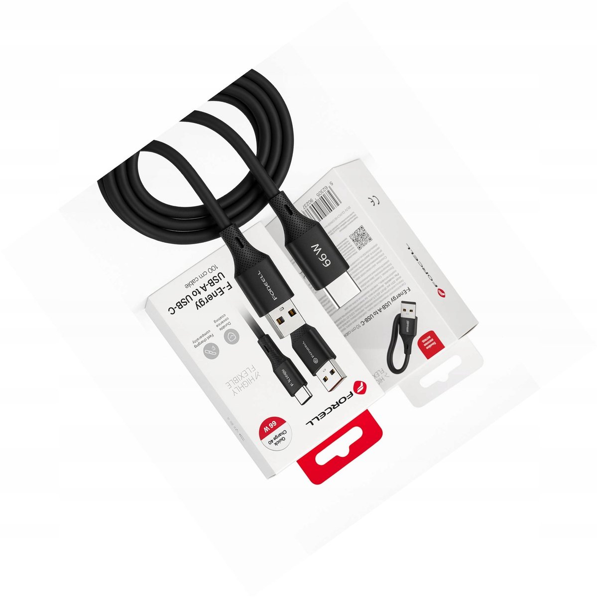 Forcell USB-A naar USB-C Kabel 1m 66W Zwart - Android Auto