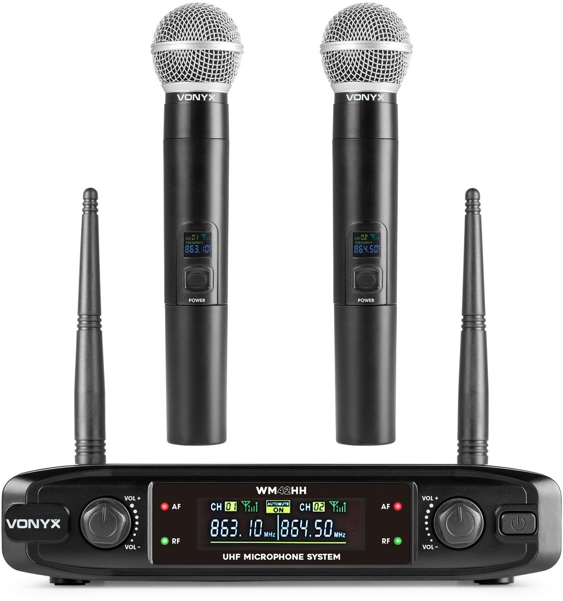 Draadloze microfoon set - Vonyx VM42HH - UHF Microfoons met tuner - Zang microfoons