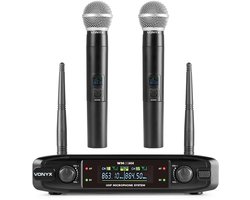 Draadloze microfoon set - Vonyx VM42HH - UHF Microfoons met tuner - Zang microfoons