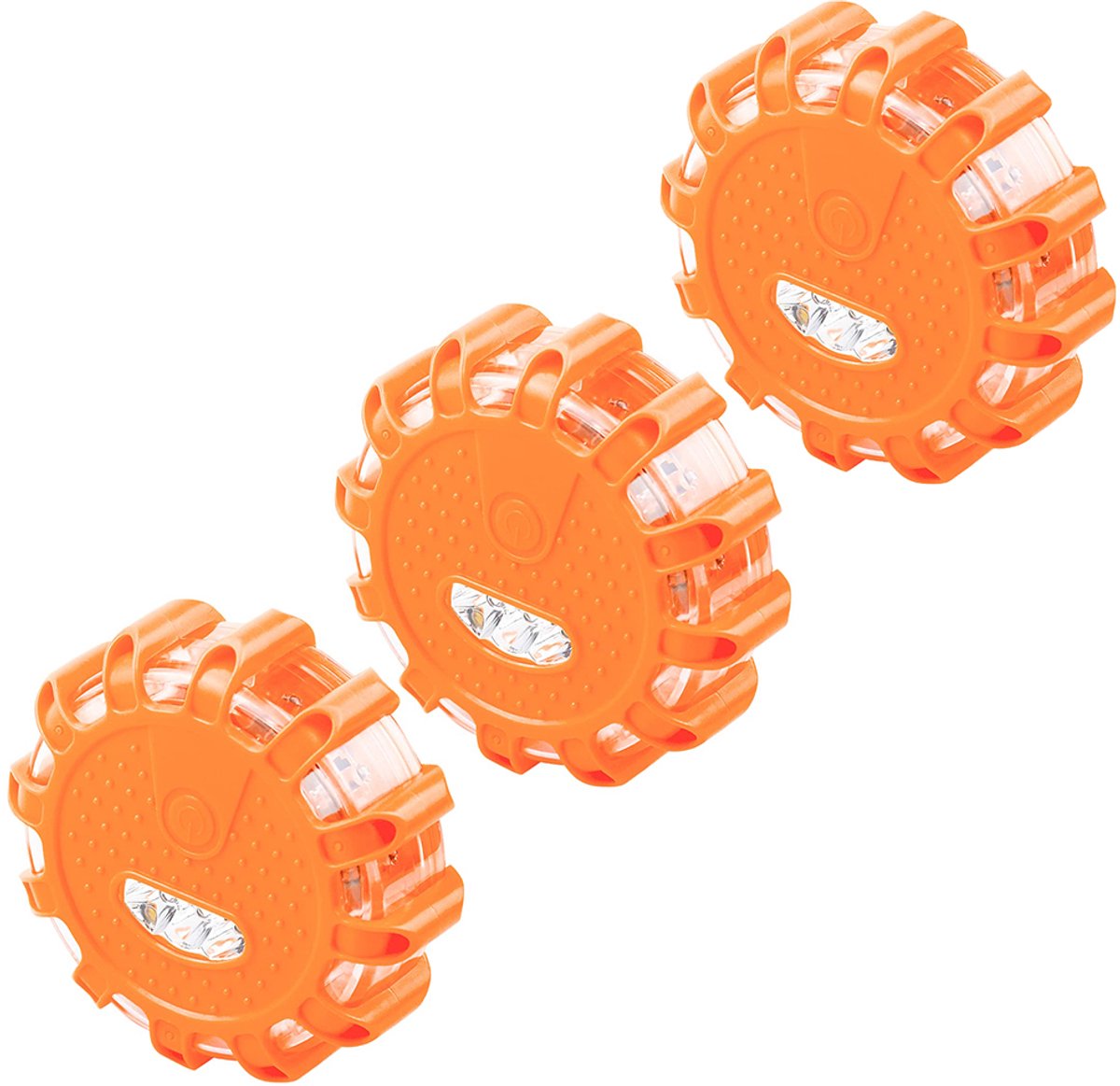 Autowaarschuwingslichtenset - 3-delig - Met magneet - LED-verkeerswaarschuwingslichten - Noodverlichting - Sterke magneet - 9 lichtstanden - Inclusief 1 stoffen tas en 1 schroevendraaier - Oranje