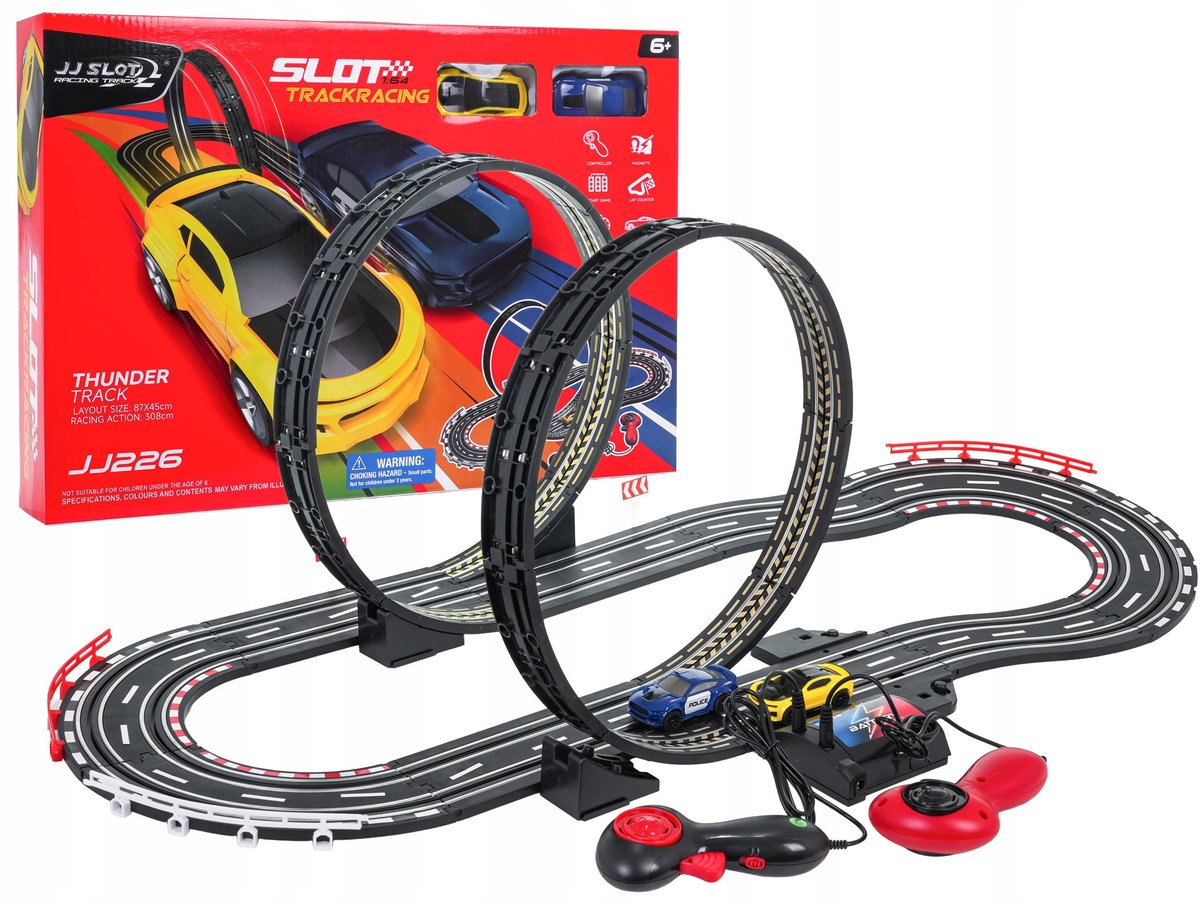 Racebaan TRACK SPORT met 2 loopings, 308 cm, 2 auto's en afstandsbediening